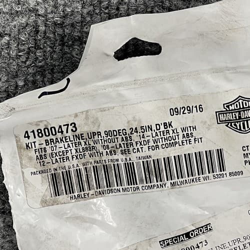 OEM HARLEY DAVIDSON KIT-BRAKELINE UPR 90DEG 24.5IN 41800473 New - Thumbnail 3