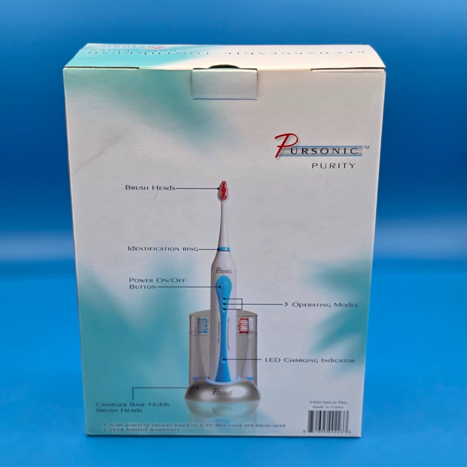 Pursonic Rechargeable Pro Series Toothbrush S400 Deluxe Plus - NEW OPEN BOX - Thumbnail 5