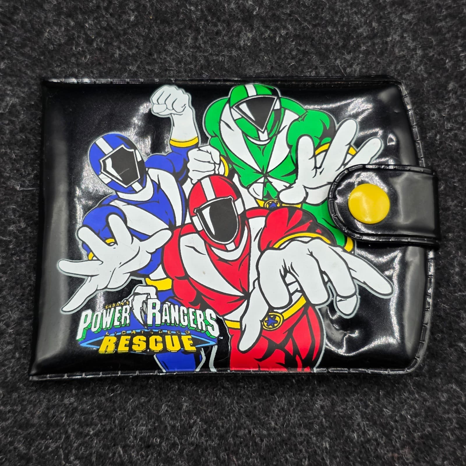 Rare Mighty Morphin Power Rangers Rescue-Vintage- Vinyl Wallet Black