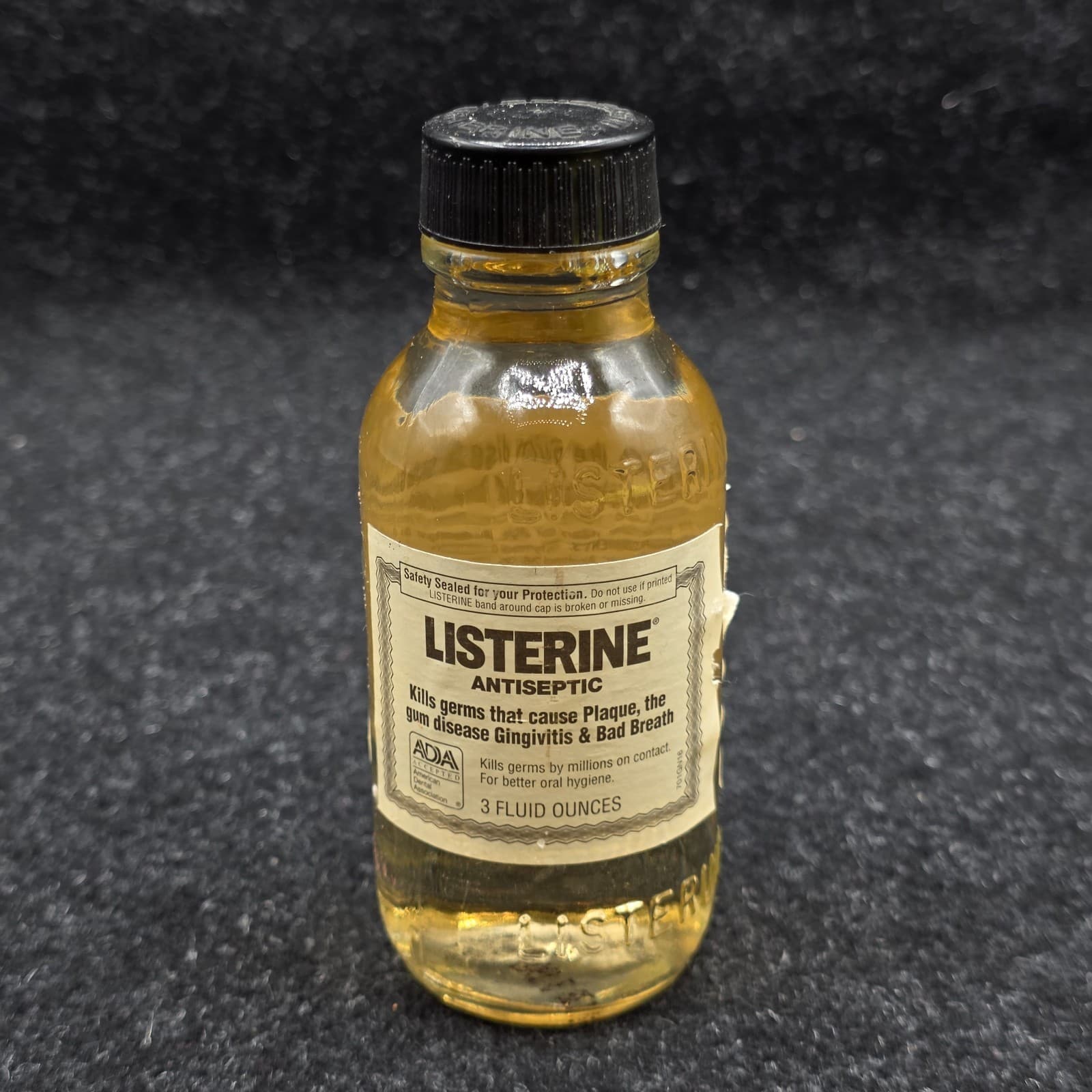 Vintage Embossed Listerine Antiseptic Bottle 3 Fl. Oz / 88ml. New & Sealed