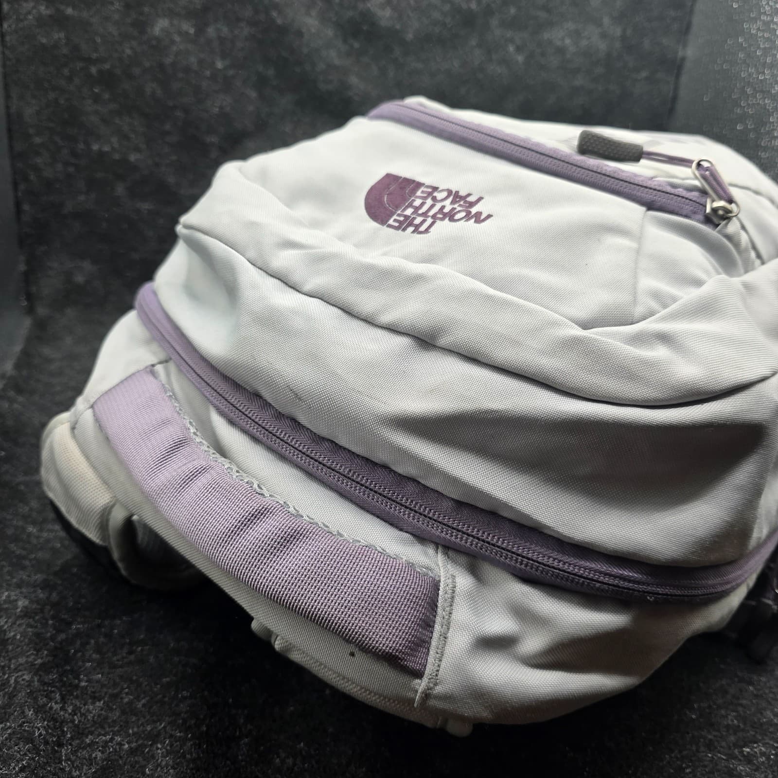 The North Face Haystack Backpack GRAY WHITE Purple Laptop DaypacK - Thumbnail 9