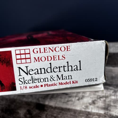 VTG 1993 Glencoe Model Neanderthal Skeleton & Man 1/8 Scale Model Kit CAVE MAN - Thumbnail 3