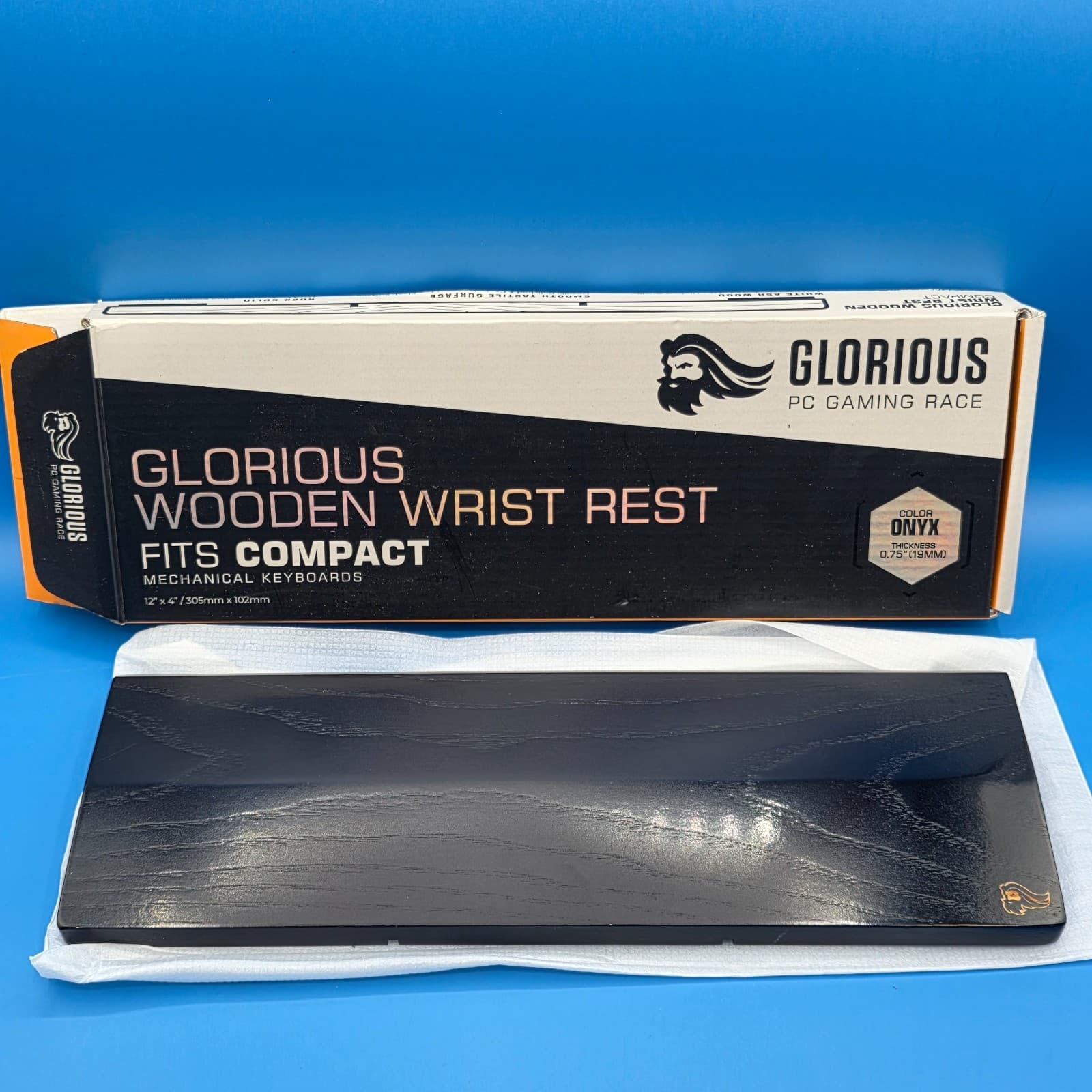 Glorious Gaming Wooden Wrist Rest Compact Size ONYX Mechanical Keyboard