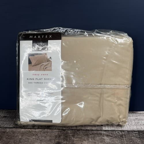 MARTEX Modern Living KING Flat Sheet 300 Thread Count Sesame