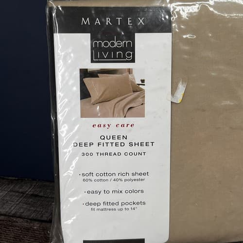MARTEX Modern Living Queen Deep Fitted Sheet 300 Thread Count Sesame - Thumbnail 2