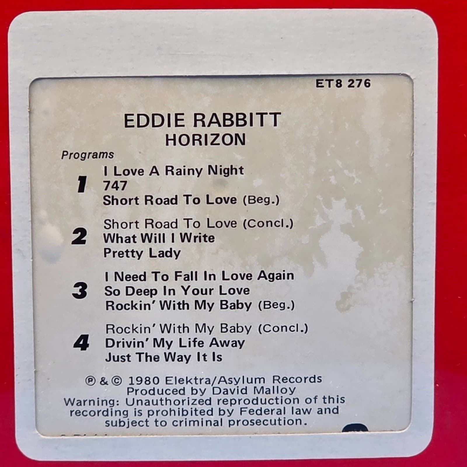 Eddie Rabbit Horizon 8 Track Tape New Sealed Elektra B16 - Thumbnail 6