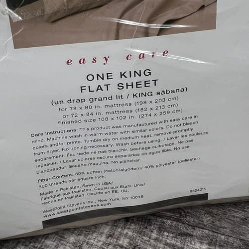 MARTEX Modern Living KING Flat Sheet 300 Thread Count Sesame - Thumbnail 6