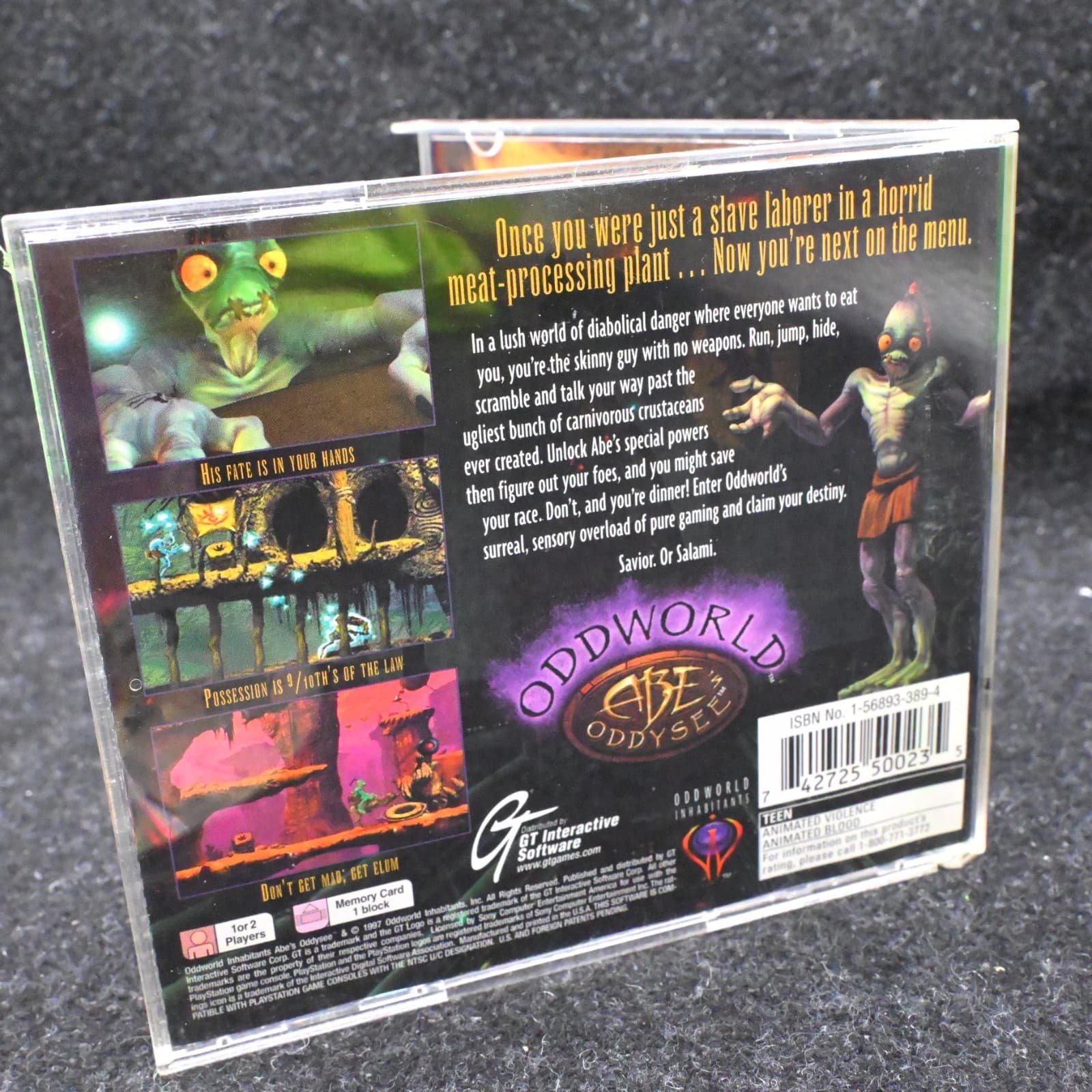 Oddworld: Abe's Oddysee (Sony PlayStation 1, 1997) PS1 CIB Complete - Thumbnail 4