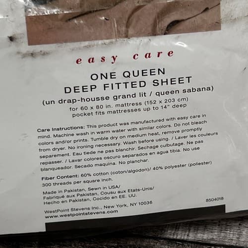 MARTEX Modern Living Queen Deep Fitted Sheet 300 Thread Count Sesame - Thumbnail 4