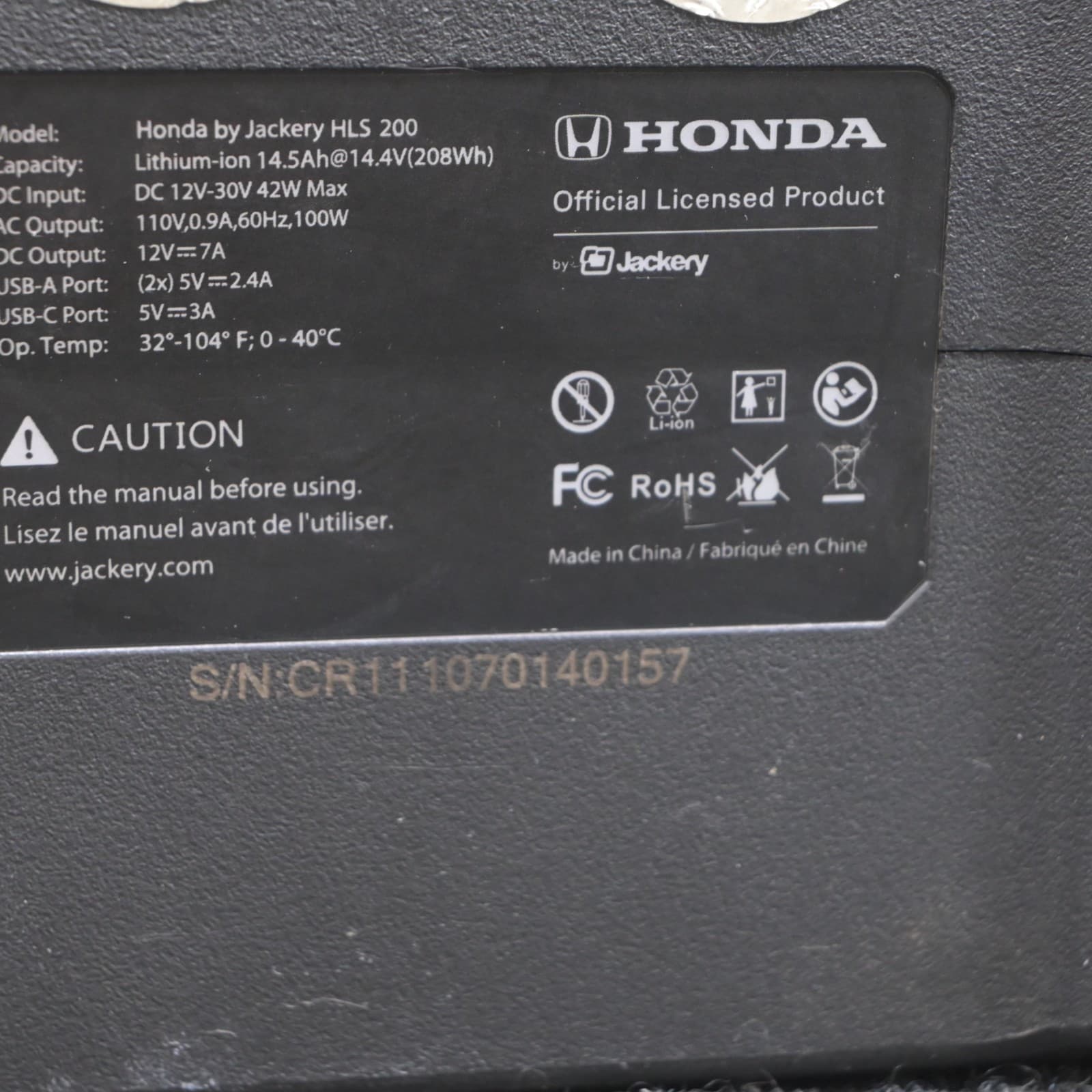 Honda by Jackery Portable Power Station HLS 200 FOR PARTS OR REPAIR - Thumbnail 12