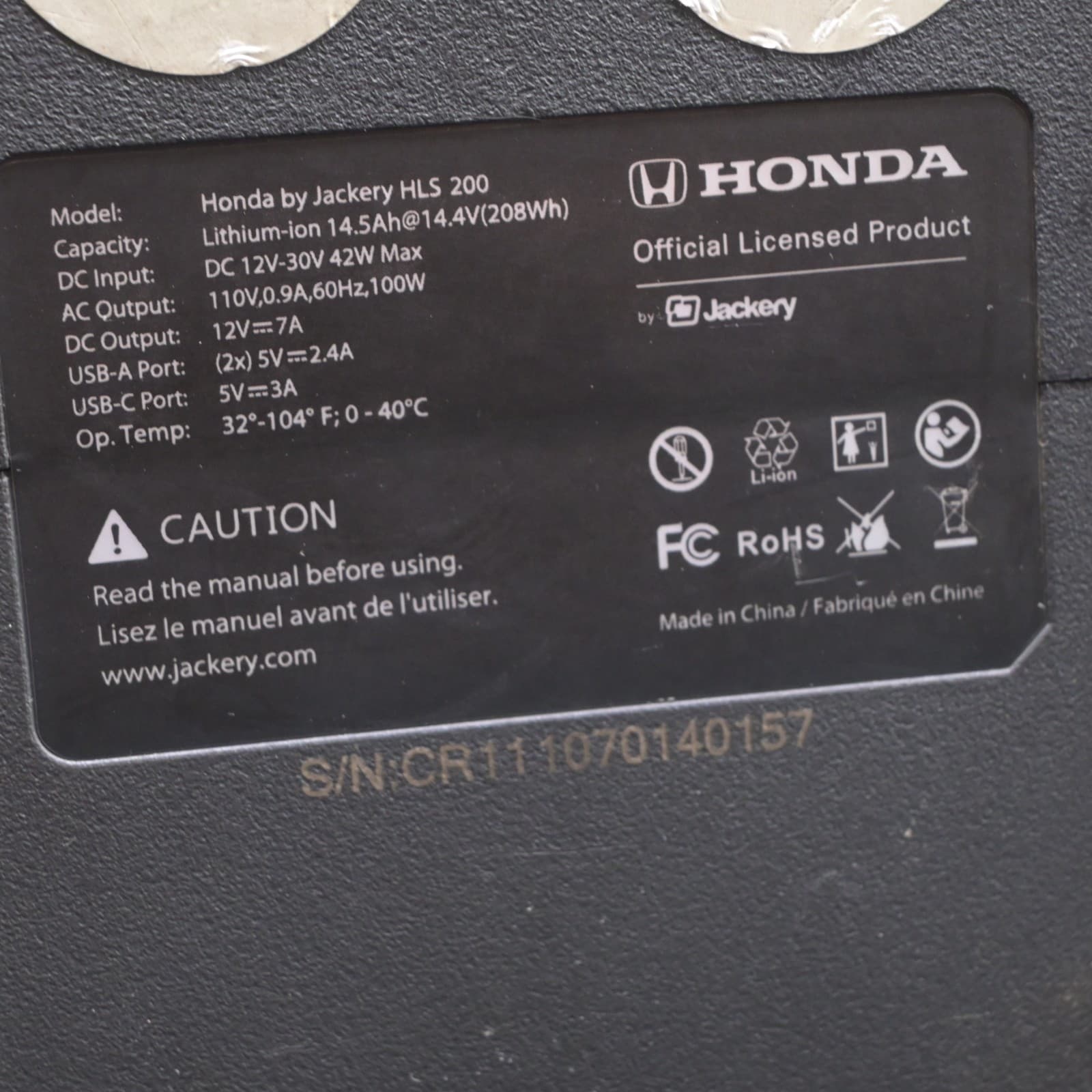 Honda by Jackery Portable Power Station HLS 200 FOR PARTS OR REPAIR - Thumbnail 10