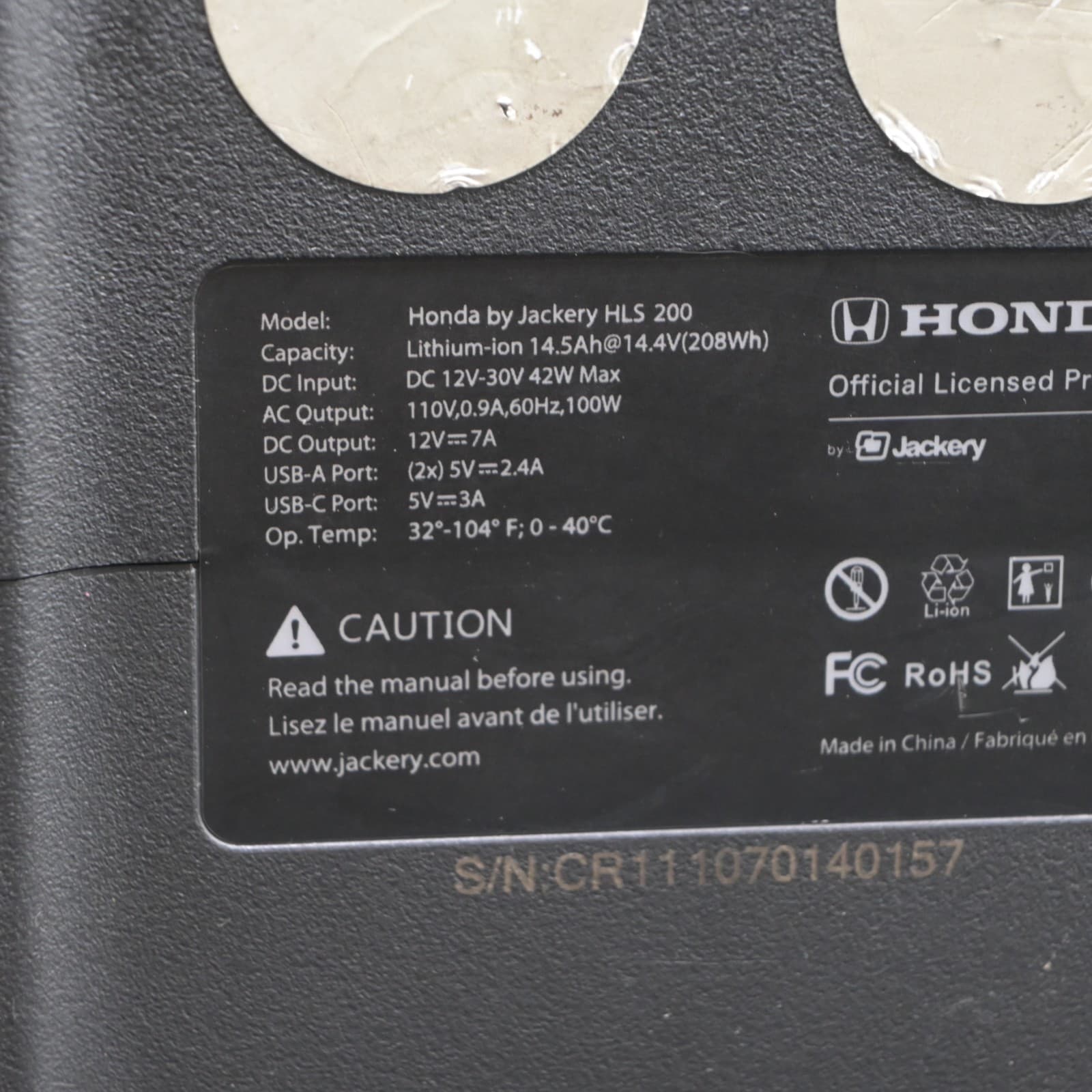 Honda by Jackery Portable Power Station HLS 200 FOR PARTS OR REPAIR - Thumbnail 11