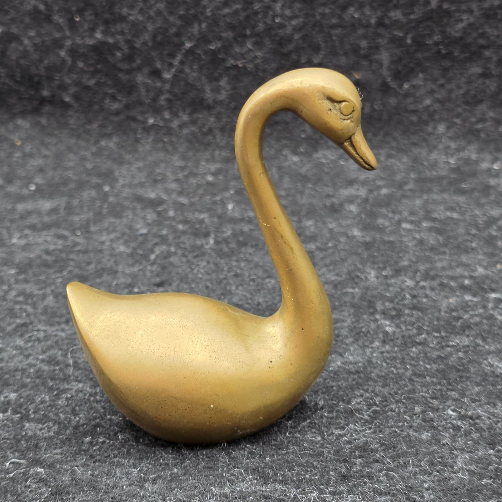 Brass Swan Curio Cabinet Home Mantel Decor 4" Tall - Thumbnail 3