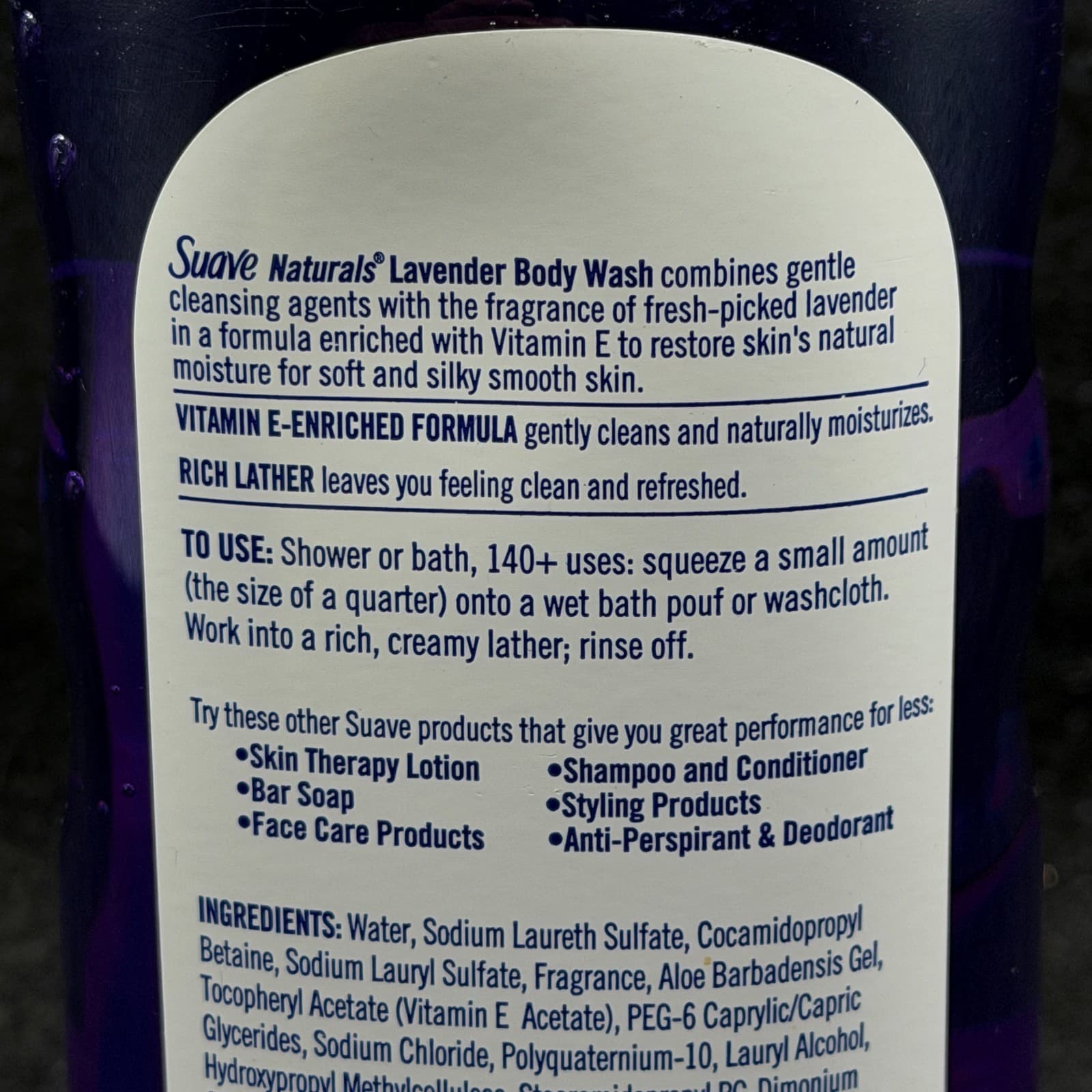 Vintage Suave Naturals Body Wash Lavender 24 fl oz Old Stock - Thumbnail 6
