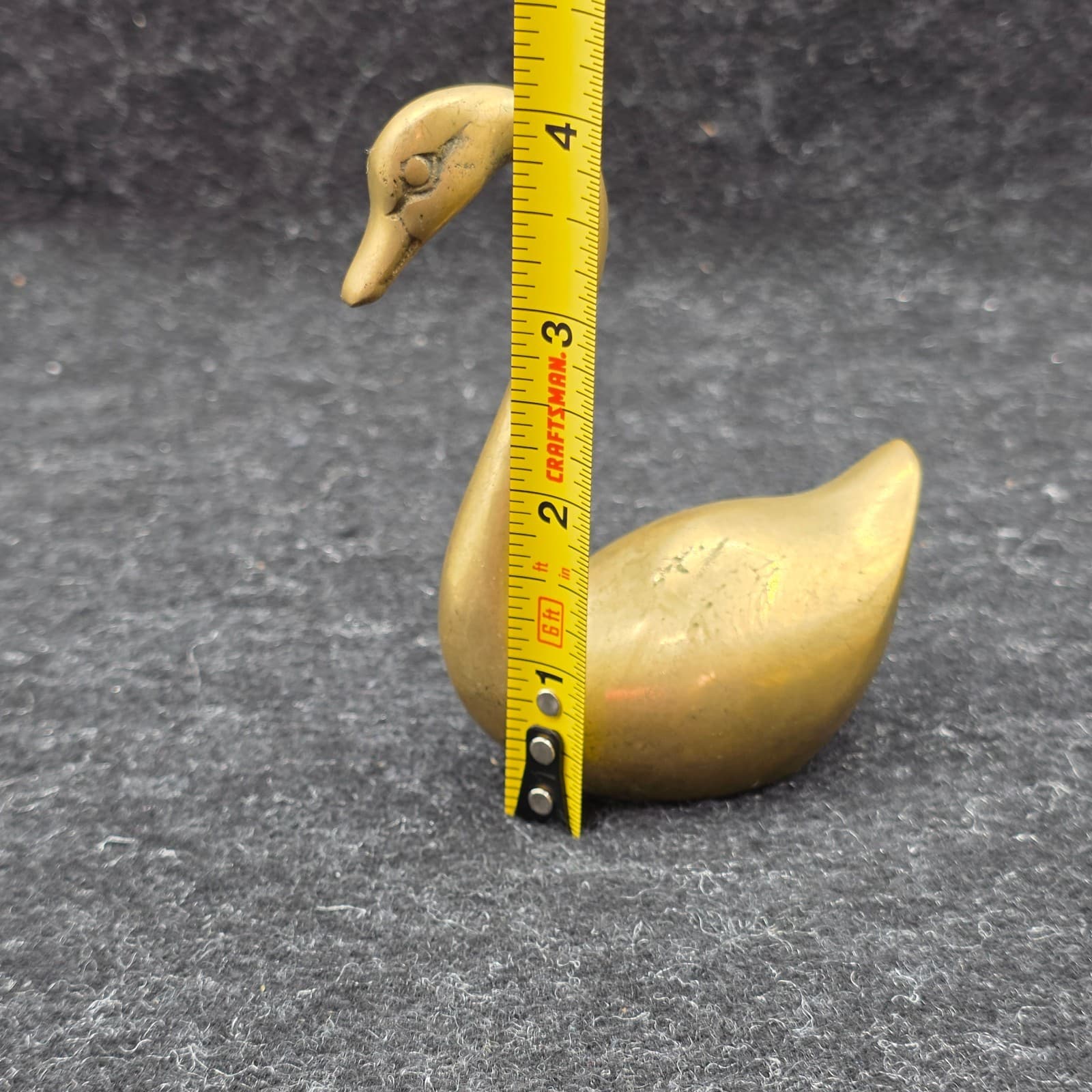 Brass Swan Curio Cabinet Home Mantel Decor 4" Tall - Thumbnail 2
