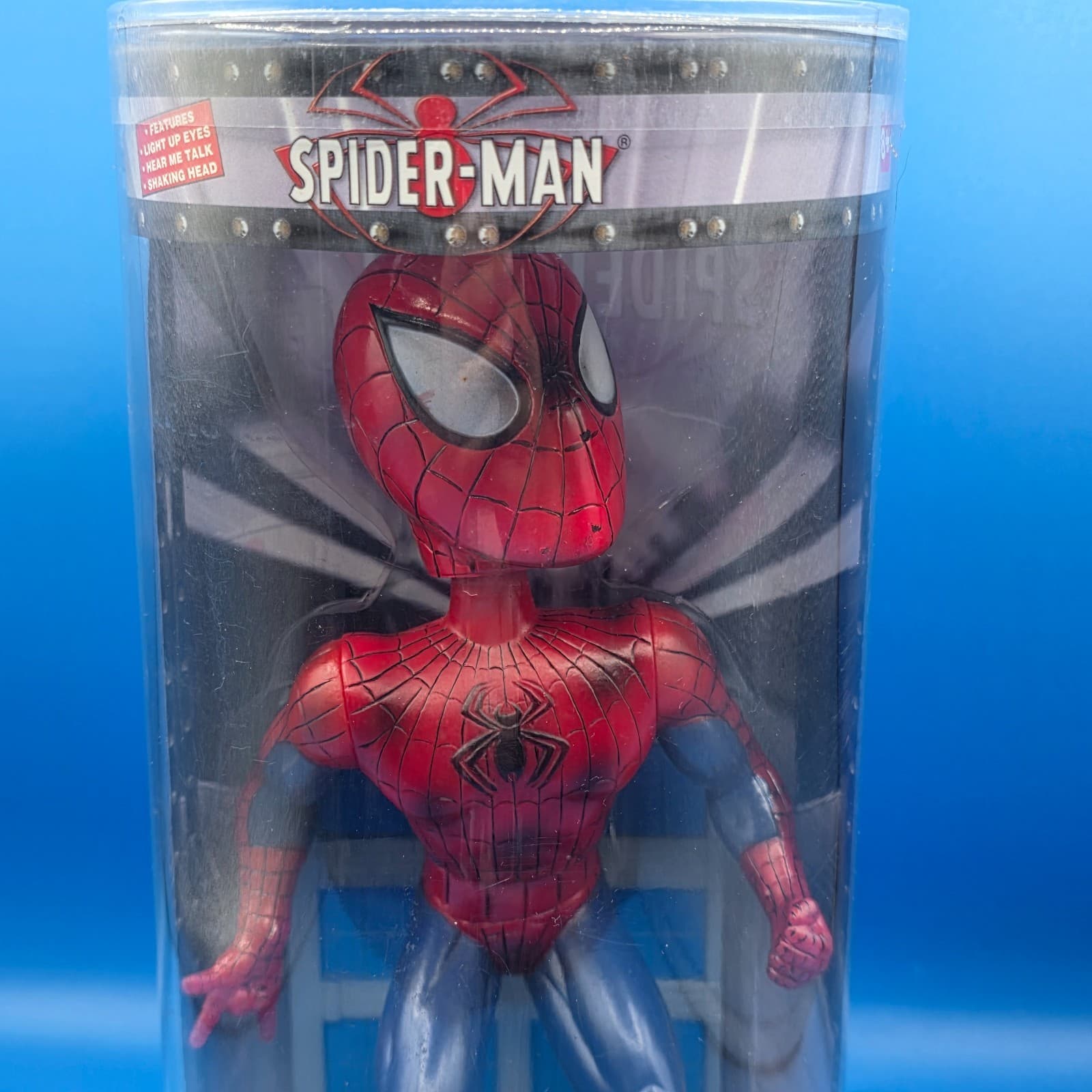2002 Spiderman Marvel Way Out Toys Talking Light Up Eyes Bobble Head Rare - Thumbnail 3