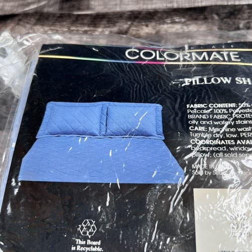 Vintage Colormate King Pillow Shams China Blue Made in USA New in Package - Thumbnail 3