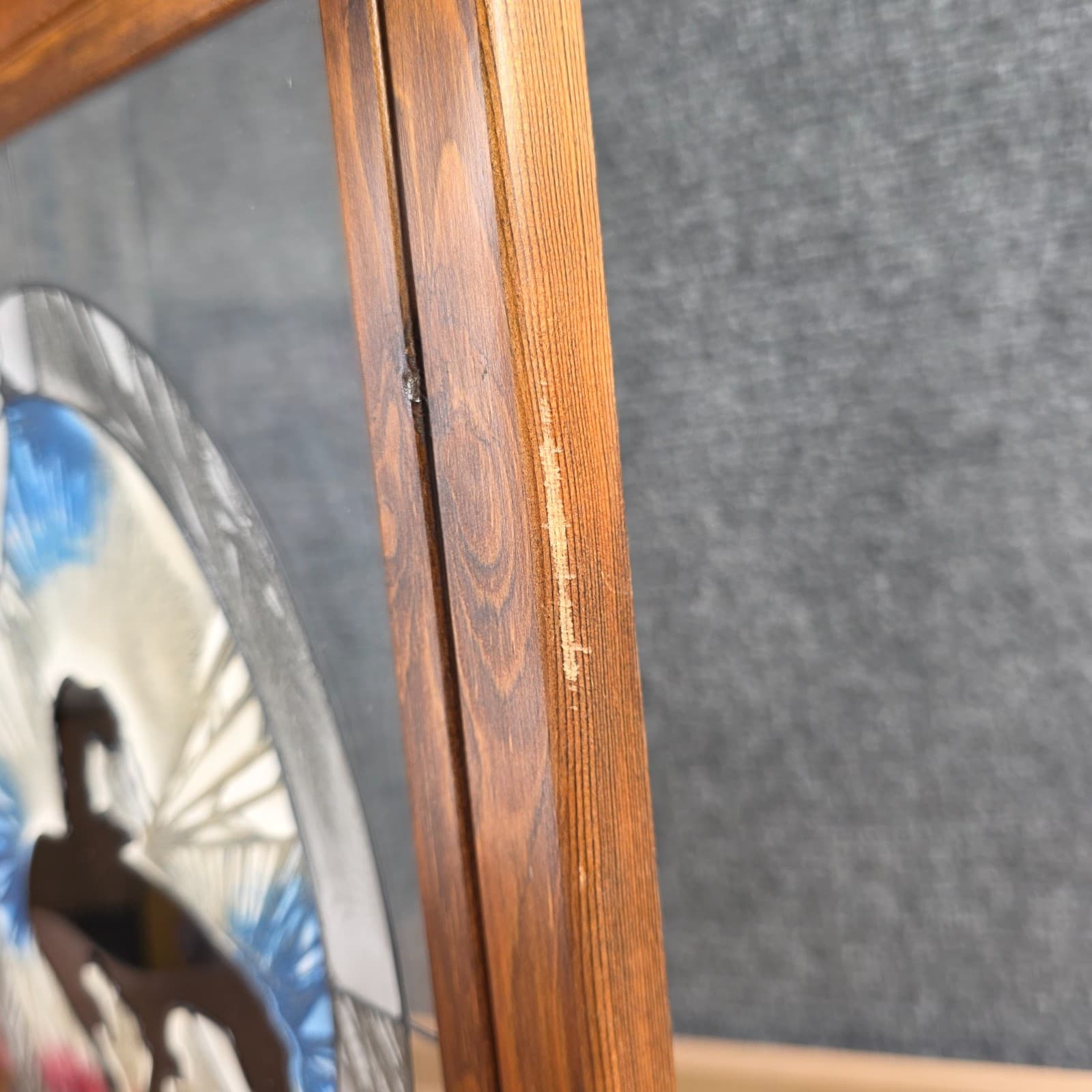 Vtg Glass Window Horse Riding Painting Wall Hanging Suncatcher Southwest Decor - Thumbnail 6
