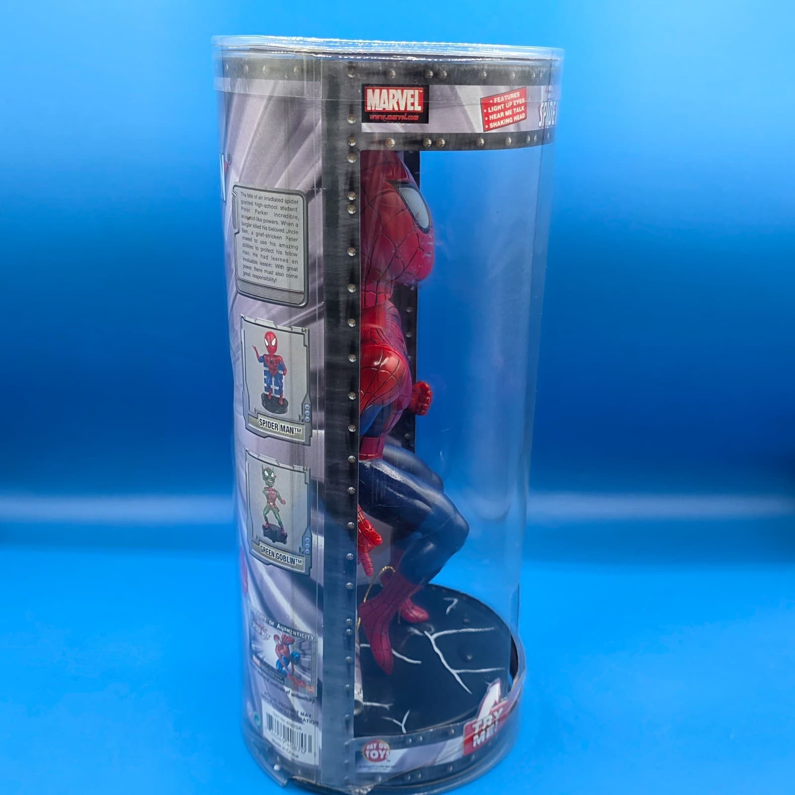 2002 Spiderman Marvel Way Out Toys Talking Light Up Eyes Bobble Head Rare - Thumbnail 7