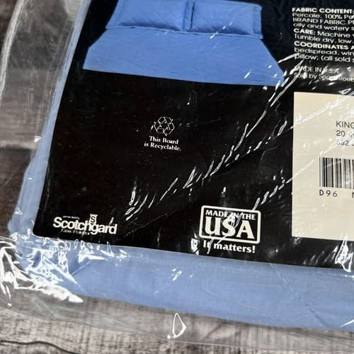 Vintage Colormate King Pillow Shams China Blue Made in USA New in Package - Thumbnail 2
