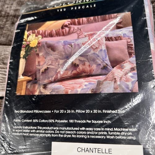 VTG Sears Colormate 2 Standard Size Chantelle Floral Pillowcases 180 Percale - Thumbnail 5