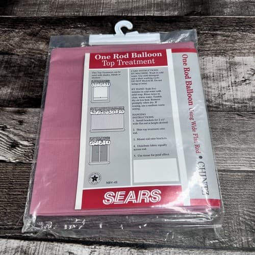 VTG Sears 2 One Rod Balloon Valance 60" x 14" Chintz Basic Rose / Pink - Thumbnail 6