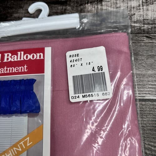 VTG Sears 2 One Rod Balloon Valance 60" x 14" Chintz Basic Rose / Pink - Thumbnail 5
