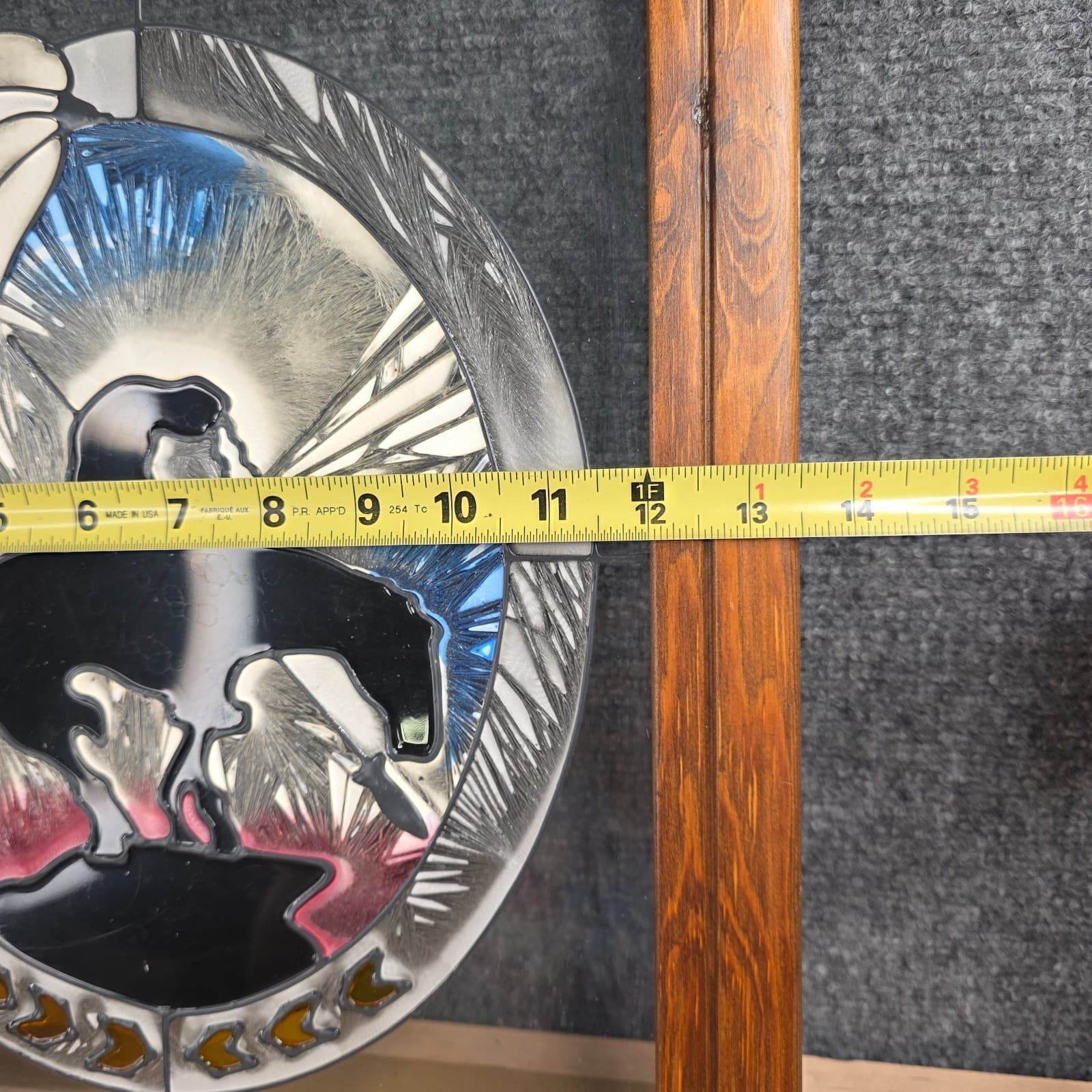 Vtg Glass Window Horse Riding Painting Wall Hanging Suncatcher Southwest Decor - Thumbnail 4