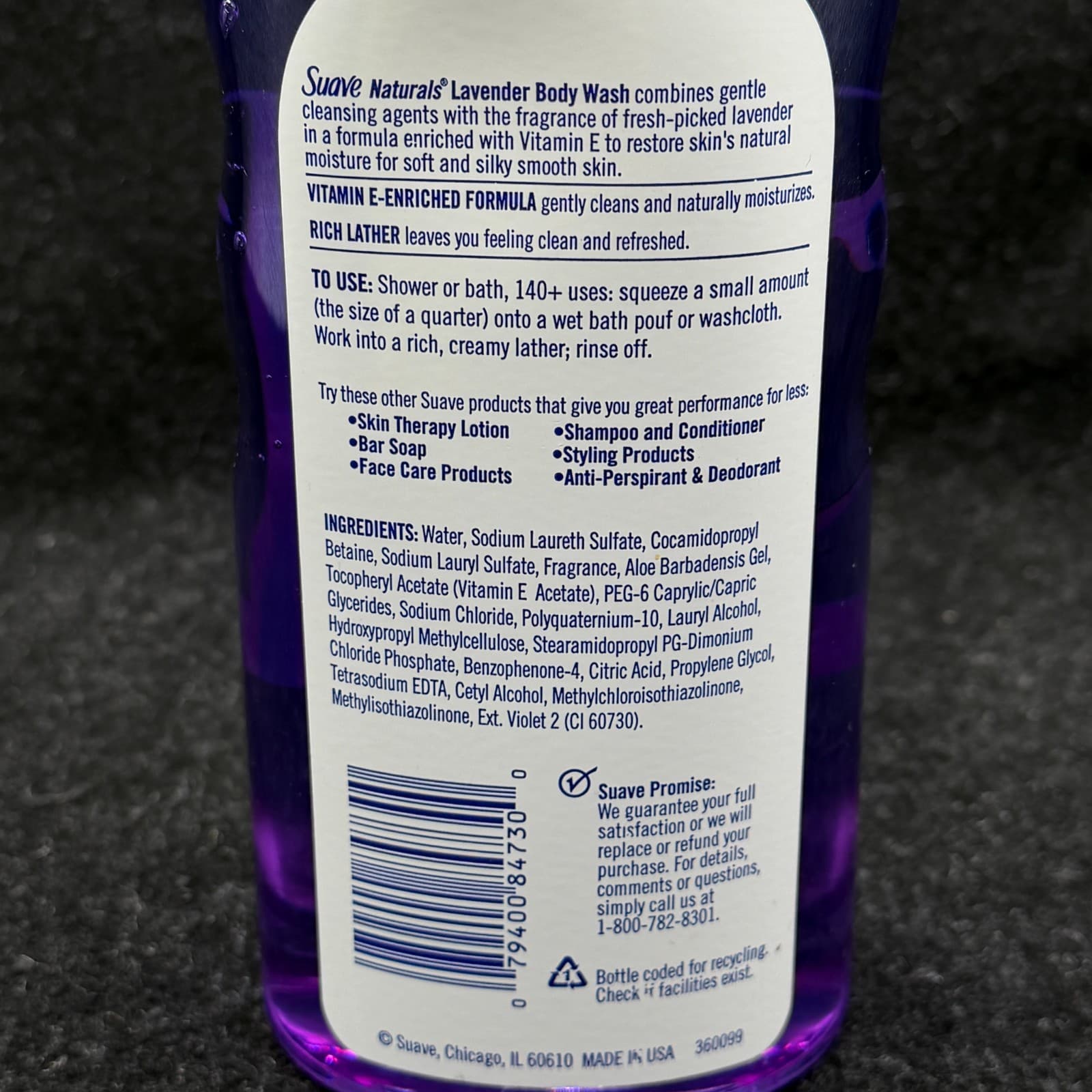 Vintage Suave Naturals Body Wash Lavender 24 fl oz Old Stock - Thumbnail 5