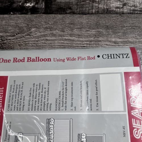 VTG Sears 2 One Rod Balloon Valance 60" x 14" Chintz Basic Rose / Pink - Thumbnail 8