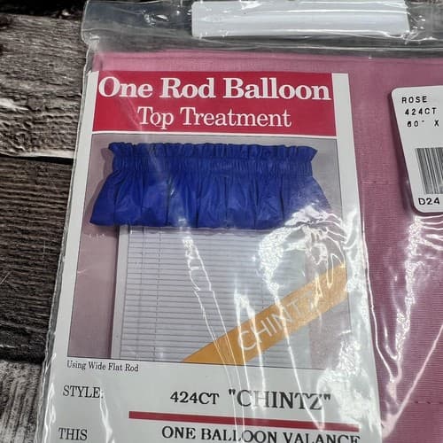 VTG Sears 2 One Rod Balloon Valance 60" x 14" Chintz Basic Rose / Pink - Thumbnail 4