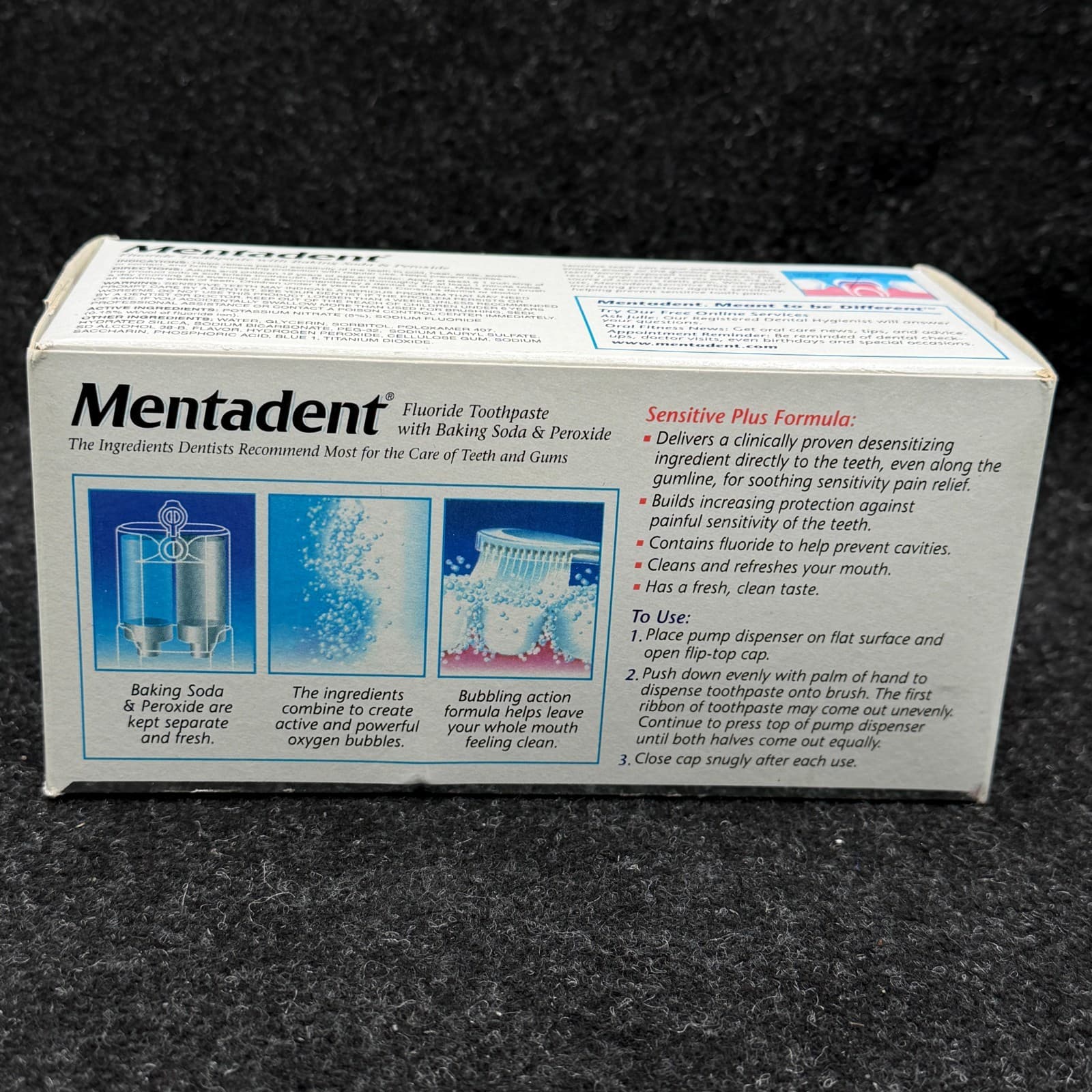 Vtg Mentadent Sensitive Plus Toothpaste 3.5 oz Baking Soda Peroxide Fluoride - Thumbnail 4