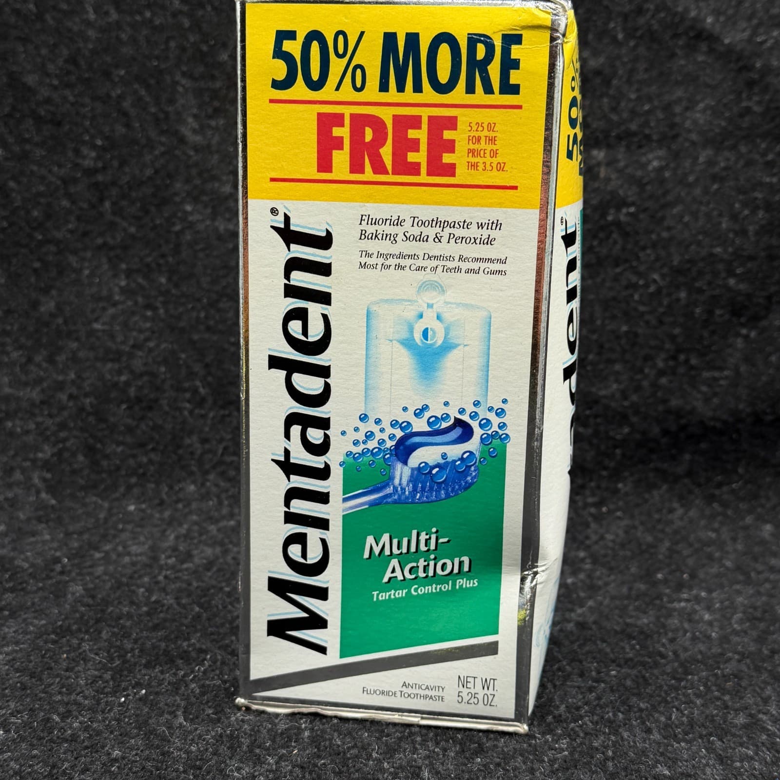 Vtg Mentadent Tartar Control Toothpaste 5.25 oz Baking Soda Peroxide Fluoride - Thumbnail 5