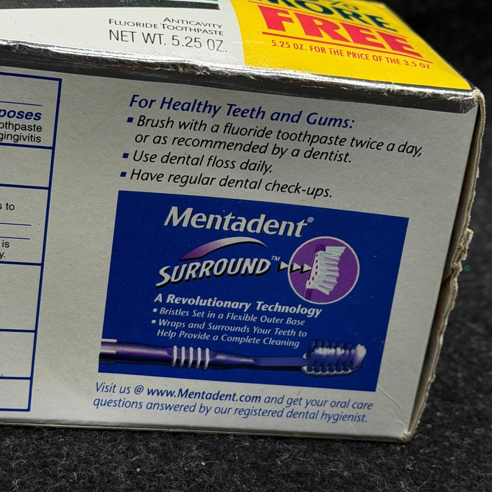 Vtg Mentadent Tartar Control Toothpaste 5.25 oz Baking Soda Peroxide Fluoride - Thumbnail 8