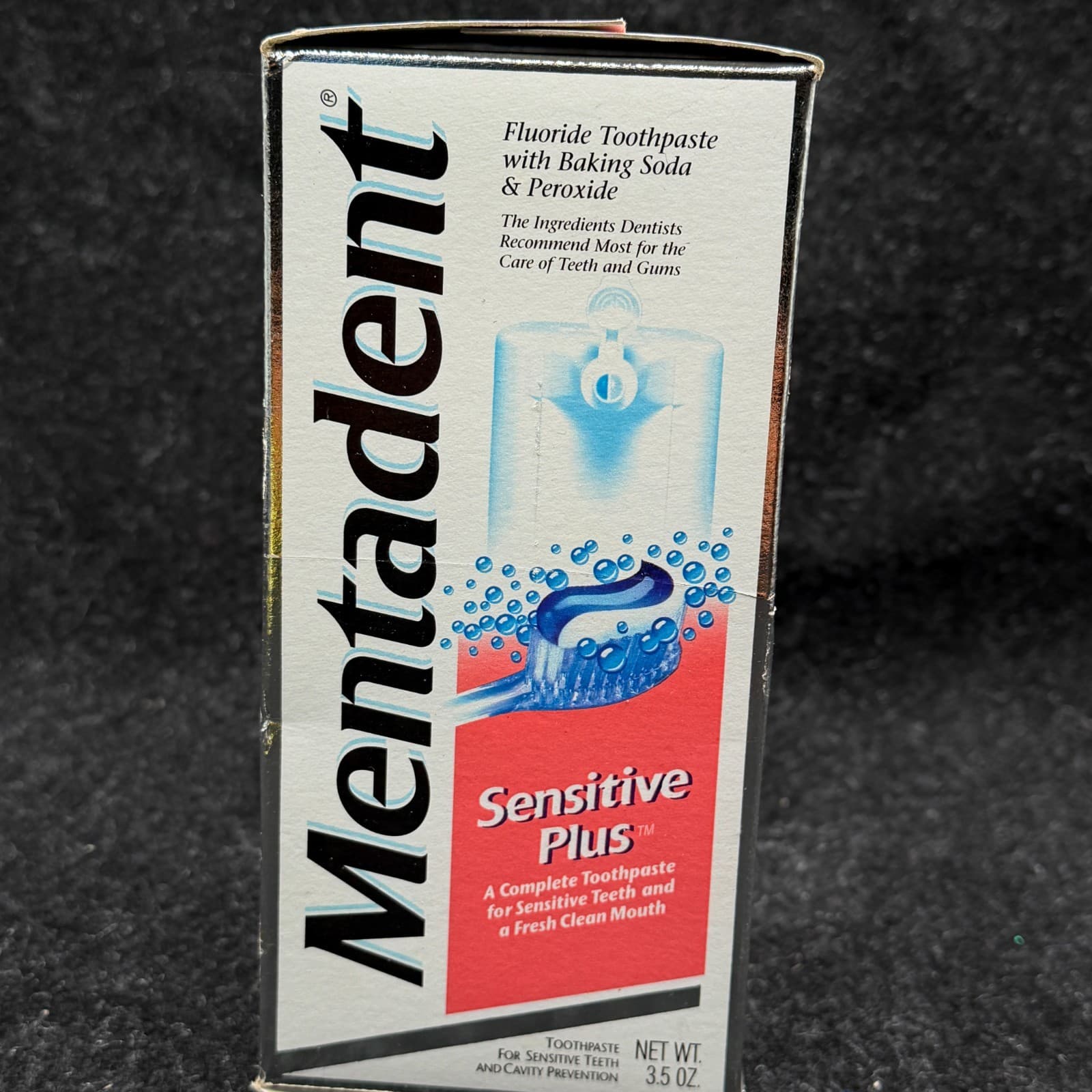 Vtg Mentadent Sensitive Plus Toothpaste 3.5 oz Baking Soda Peroxide Fluoride - Thumbnail 3