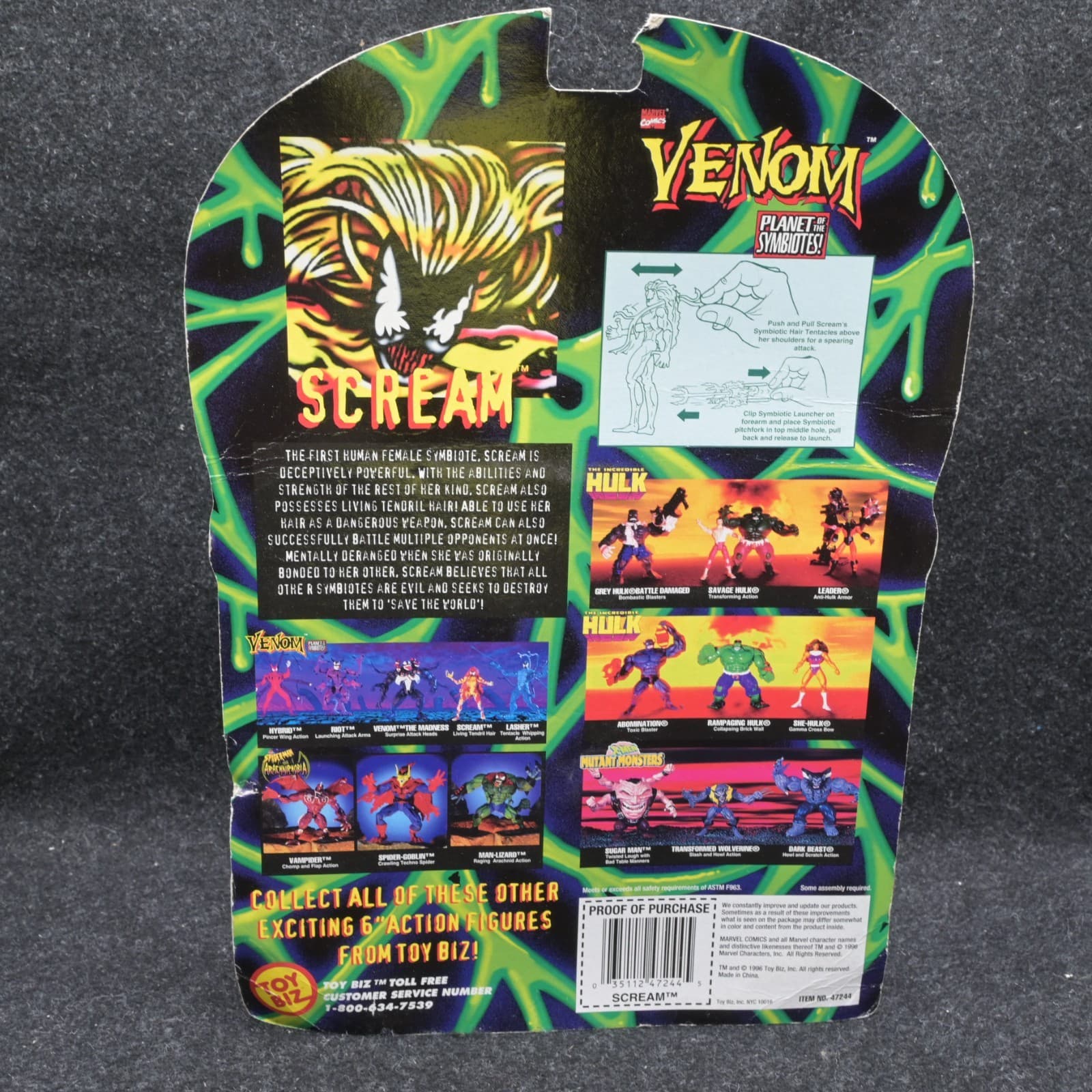 Spider-Man Venom Planet of the Symbiotes SCREAM 1996 ToyBiz Action Figure - Thumbnail 5