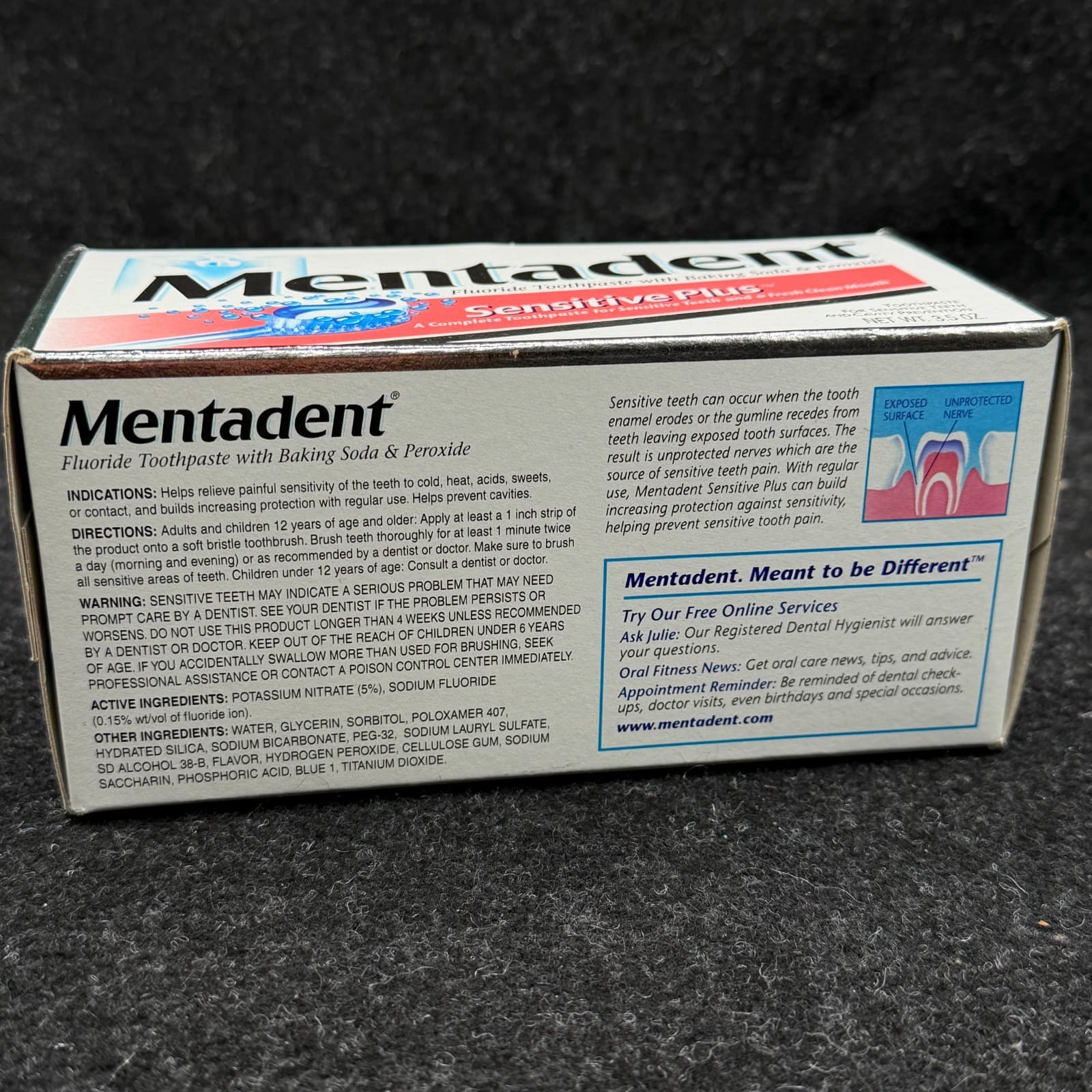Vtg Mentadent Sensitive Plus Toothpaste 3.5 oz Baking Soda Peroxide Fluoride - Thumbnail 6