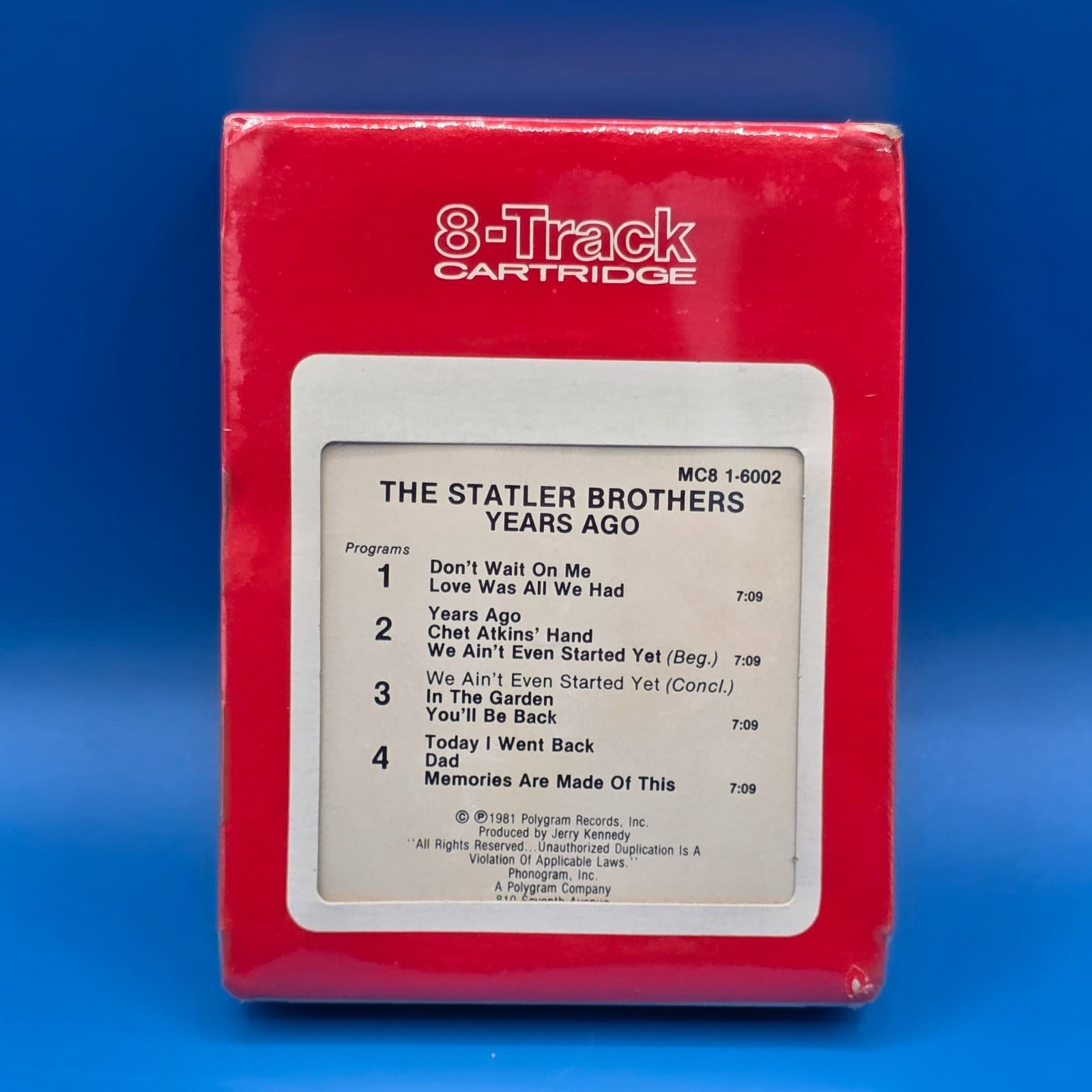 The Statler Brothers Years Ago 8 track NEW - Thumbnail 4