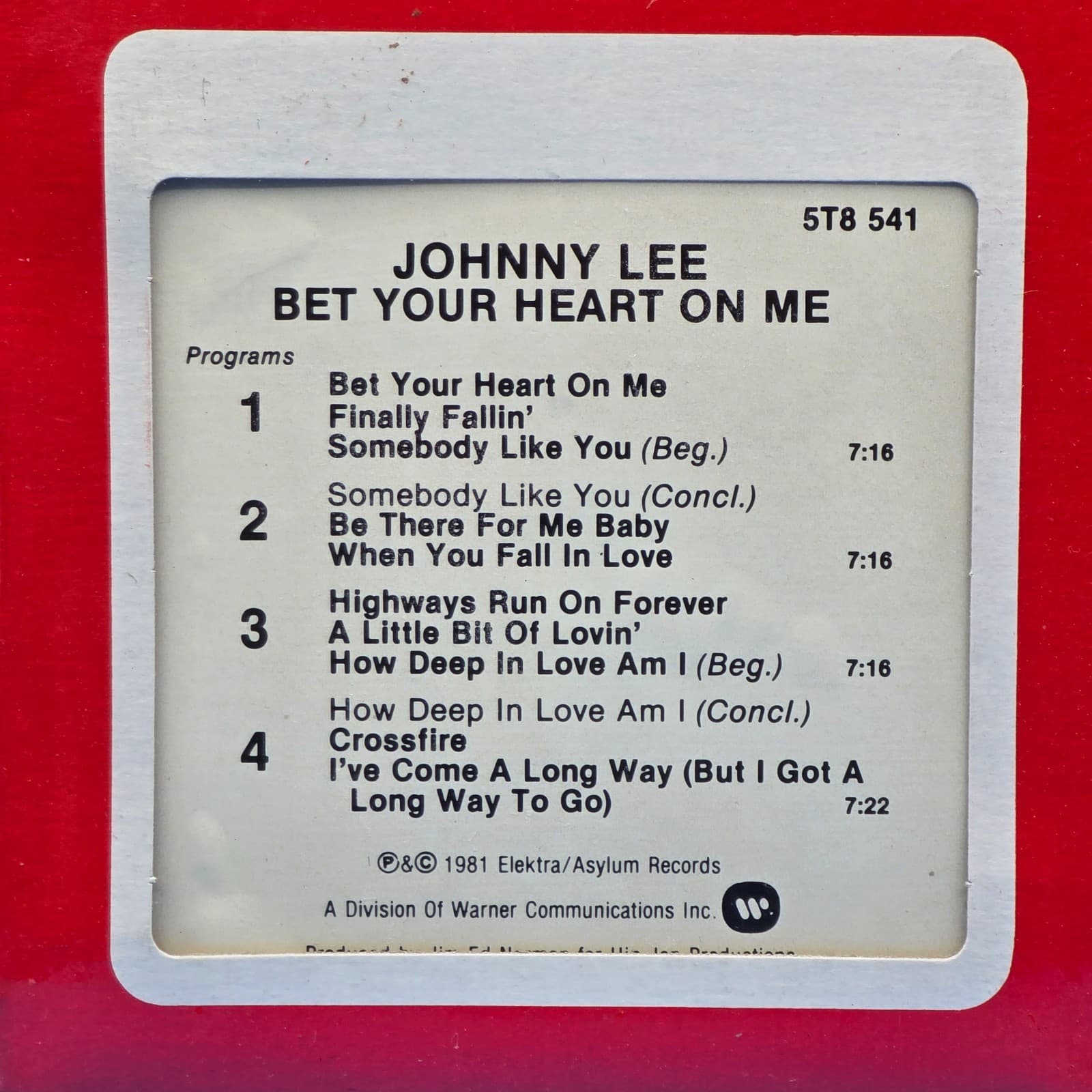 JOHNNY LEE BET YOUR HEART ON ME New Sealed 8-Track, 8 Track Cartridge - Thumbnail 4