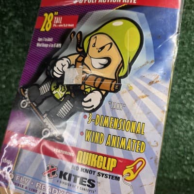 Vintage Tech Deck Kite SkyDude 3D Poly Action 28" Tall Quikclip Tank Army - Thumbnail 6