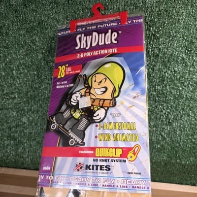 Vintage Tech Deck Kite SkyDude 3D Poly Action 28" Tall Quikclip Tank Army - Thumbnail 3