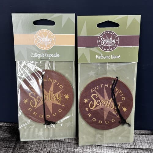 2 New Scentsy Scent Circle Car Air Freshener Welcome Home & Cutiepie Cupcake