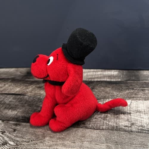 Clifford The Big Red Dog Plush Scholastic With Top Hat mini plush 6.5” - Thumbnail 6