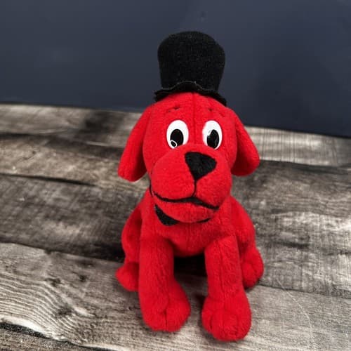Clifford The Big Red Dog Plush Scholastic With Top Hat mini plush 6.5” - Thumbnail 3