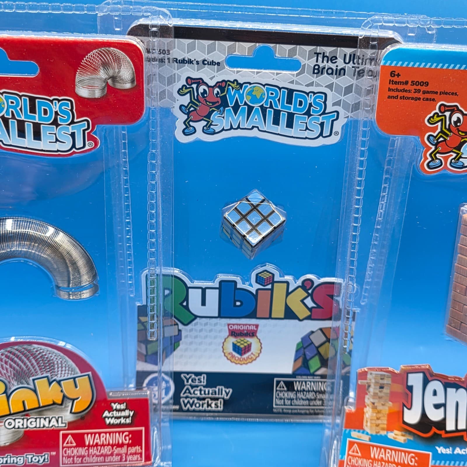 Lot Of 3 Brand New World's Smallest The Original Slinky, Jenga, Rubiks - Thumbnail 3