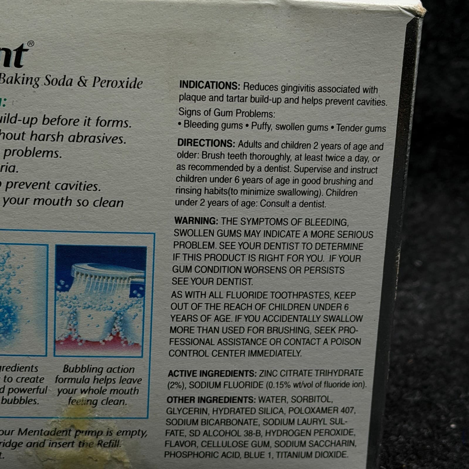 Vtg Mentadent Tartar Control Toothpaste 10 oz Baking Soda Peroxide Fluoride Twin - Thumbnail 5