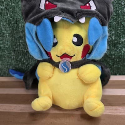 Pokemon Center Pikachu Wearing Mega Charizard X Poncho Cosplay 8" Plush Pokémon - Thumbnail 2