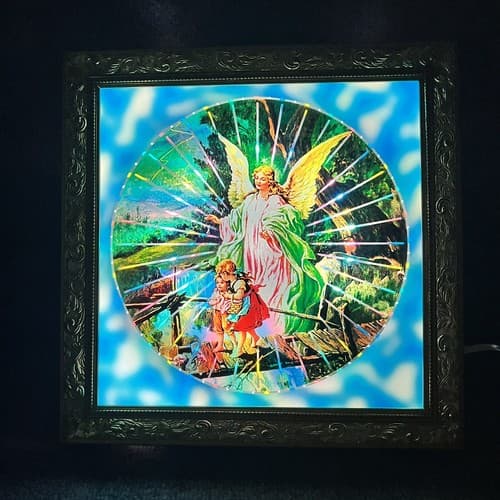 Vintage Motion Lamp Moving Picture Light Wall Display Psychodelic Guardian Angel - Thumbnail 4