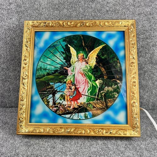 Vintage Motion Lamp Moving Picture Light Wall Display Psychodelic Guardian Angel - Thumbnail 2