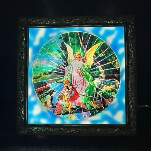Vintage Motion Lamp Moving Picture Light Wall Display Psychodelic Guardian Angel - Thumbnail 3